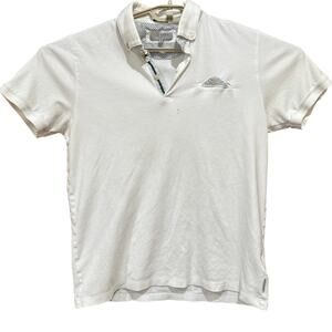 Ted Baker London Polo Shirt Men Size 4 US Large White Short Sleeve Preppy STAINS